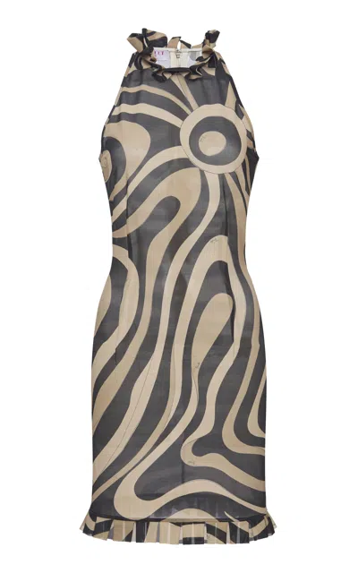 Pucci Printed Mesh Mini Dress In Black