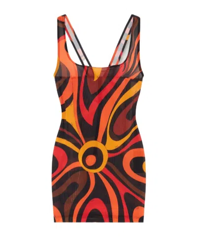 Pucci Printed Mesh Mini Dress In Multi