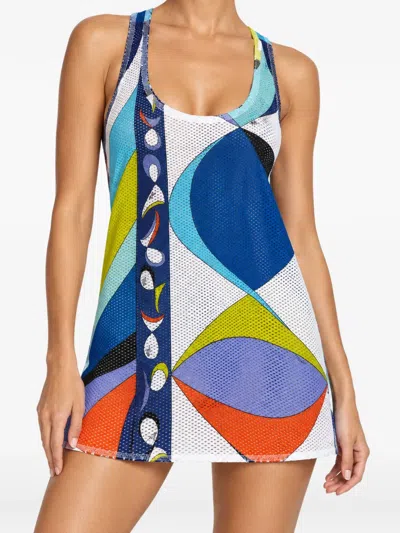 Pre-owned Pucci Printed Mesh Tank Top In White