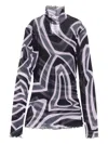 Pucci Semi Sheer Printed Long-sleeved High-neck Top In Multi