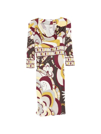 Pre-owned Pucci Printed Midi Dress In Red