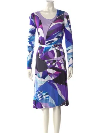 Pre-owned Pucci Printed Midi Length Dress In Blue