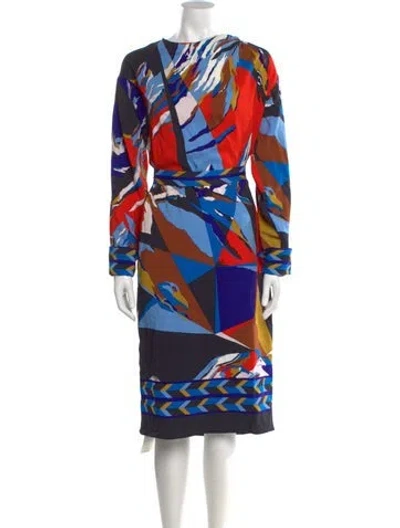 Pre-owned Pucci Printed Midi Length Dress In Blue