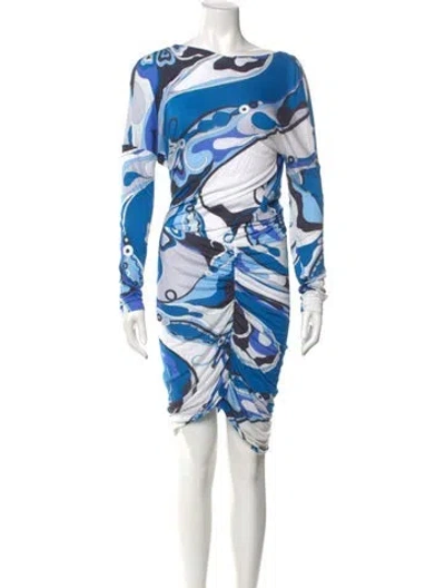 Pre-owned Pucci Printed Midi Length Dress In Blue