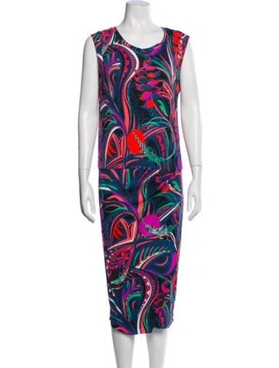 Pre-owned Pucci Printed Midi Length Dress In Blue