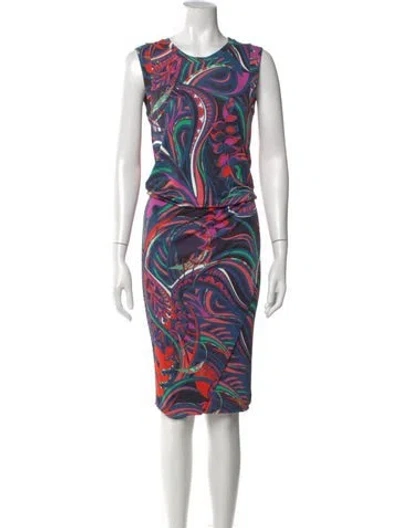 Pre-owned Pucci Printed Midi Length Dress In Blue