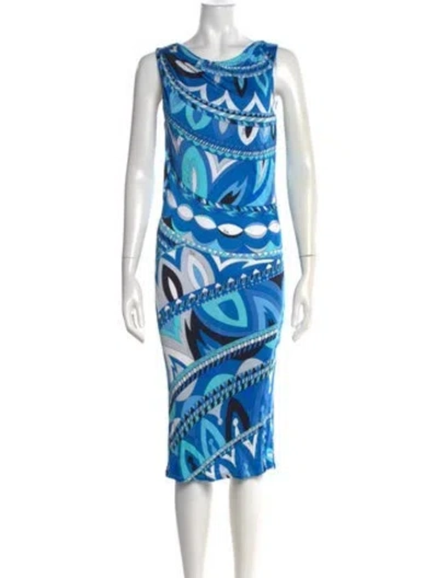 Pre-owned Pucci Printed Midi Length Dress In Blue