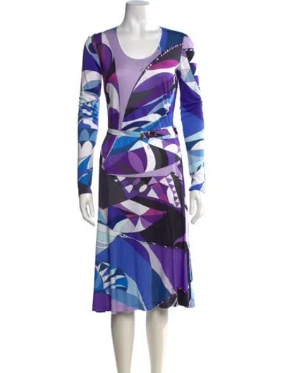 Pre-owned Pucci Printed Midi Length Dress In Blue