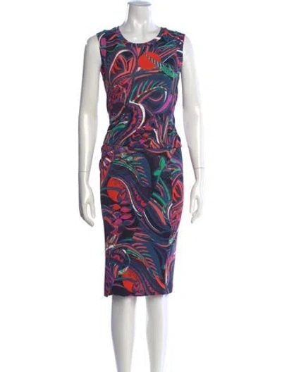 Pre-owned Pucci Printed Midi Length Dress In Blue