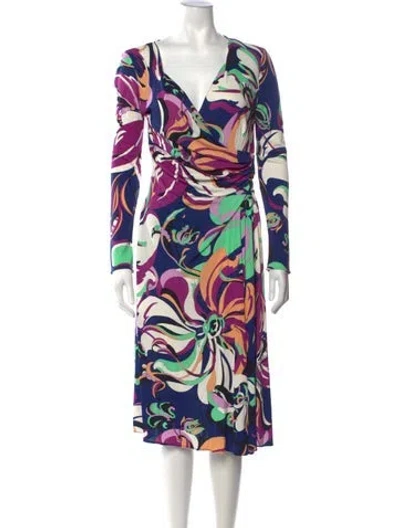 Pre-owned Pucci Printed Midi Length Dress In Blue