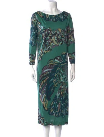 Pre-owned Pucci Printed Midi Length Dress In Green