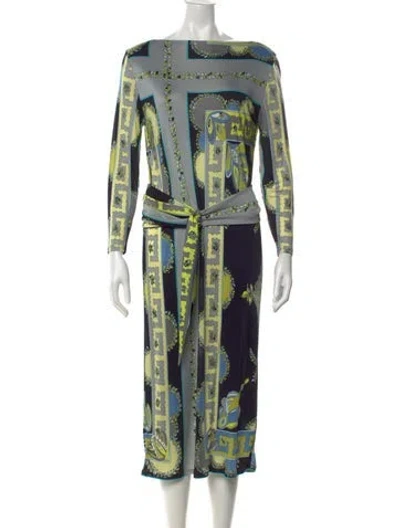 Pre-owned Pucci Printed Midi Length Dress In Green