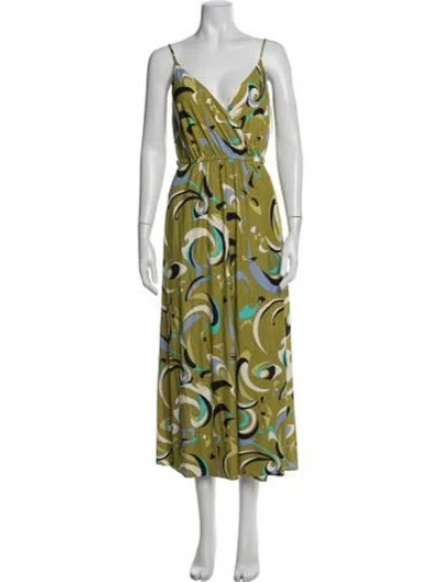 Pre-owned Pucci Printed Midi Length Dress In Green/yellow