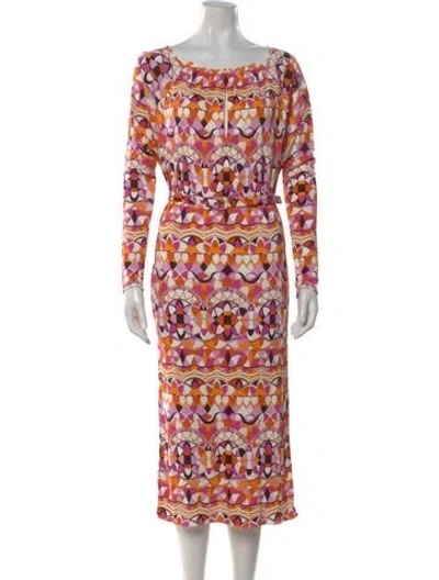 Pre-owned Pucci Printed Midi Length Dress In Orange