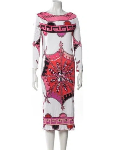 Pre-owned Pucci Printed Midi Length Dress In Pink/white