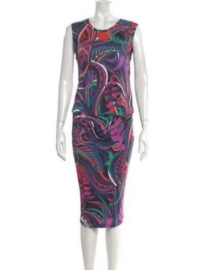 Pre-owned Pucci Printed Midi Length Dress W/ Tags In Blue