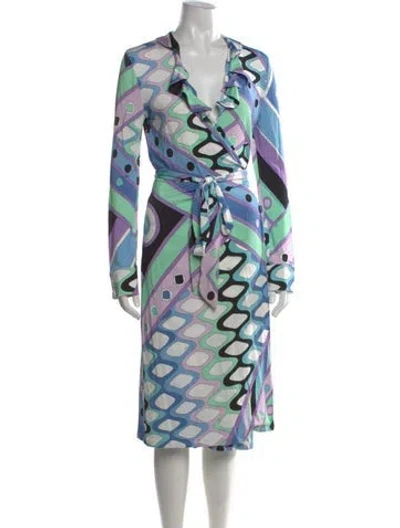 Pre-owned Pucci Printed Midi Length Dress W/ Tags In Blue