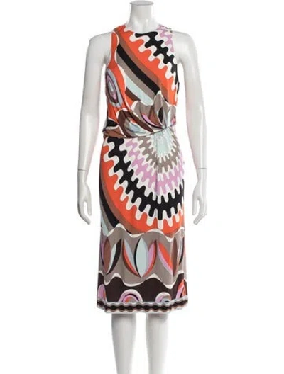 Pre-owned Pucci Printed Midi Length Dress W/ Tags In Orange