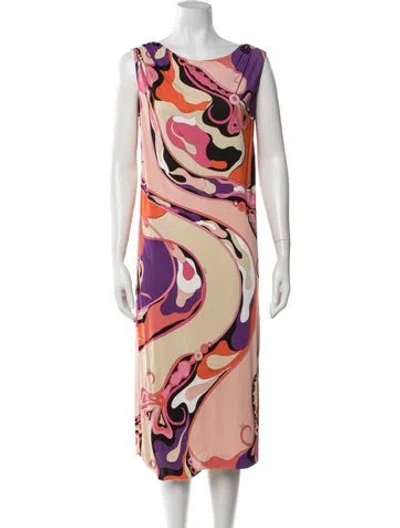 Pre-owned Pucci Printed Midi Length Dress W/ Tags In Pink