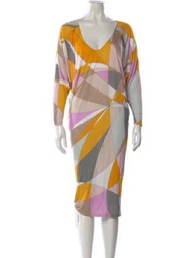 Pre-owned Pucci Printed Midi Length Dress In Yellow