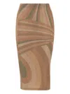 Pucci Abstract Patterned Midi Skirt With Elastic Waistband In Brown