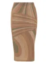 Pucci Abstract Patterned Midi Skirt With Elastic Waistband In Brown