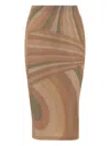 Pucci Abstract Patterned Midi Skirt With Elastic Waistband In Neutral