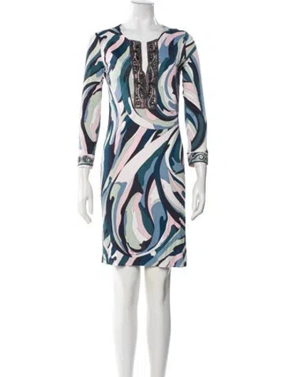 Pre-owned Pucci Printed Mini Dress In Blue