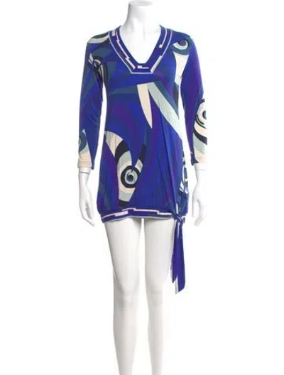 Pre-owned Pucci Printed Mini Dress In Blue