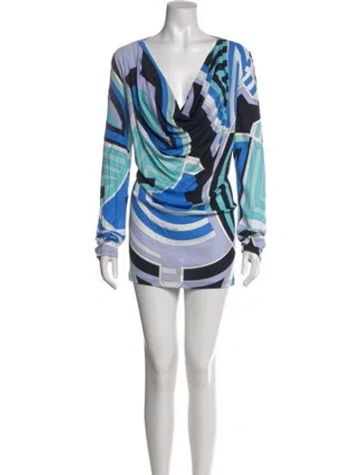 Pre-owned Pucci Printed Mini Dress In Blue