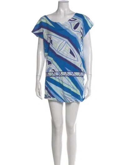 Pre-owned Pucci Printed Mini Dress In Blue