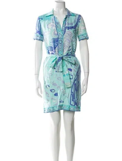 Pre-owned Pucci Printed Mini Dress In Blue
