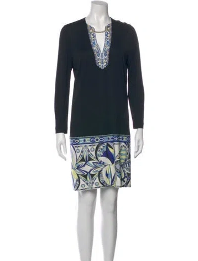Pre-owned Pucci Printed Mini Dress In Blue