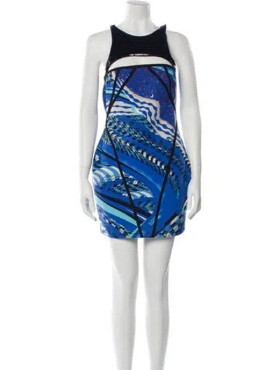 Pre-owned Pucci Printed Mini Dress In Blue