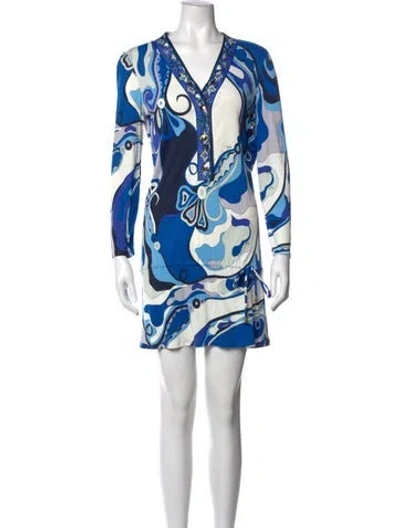 Pre-owned Pucci Printed Mini Dress In Blue