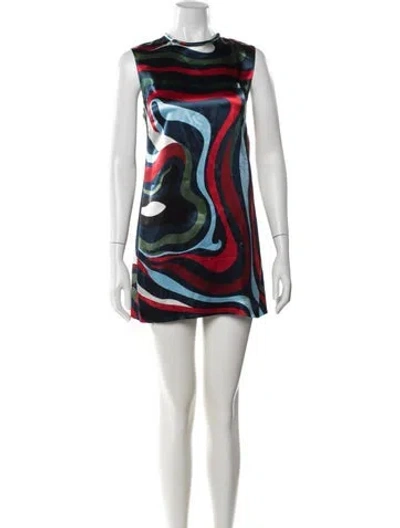 Pre-owned Pucci Printed Mini Dress In Blue