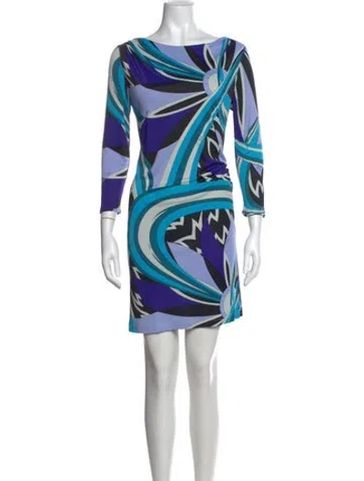 Pre-owned Pucci Printed Mini Dress In Blue