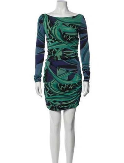 Pre-owned Pucci Printed Mini Dress In Blue