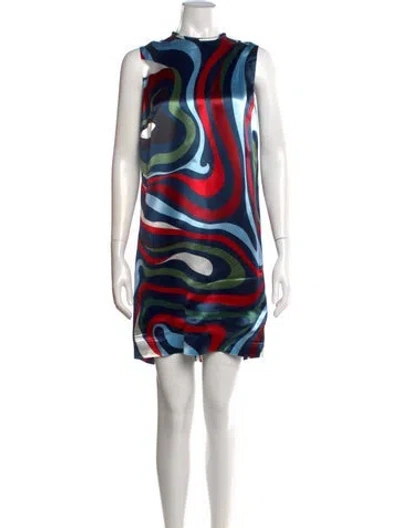 Pre-owned Pucci Printed Mini Dress In Blue