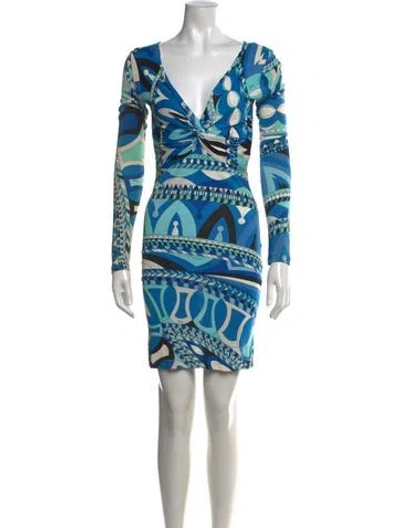 Pre-owned Pucci Printed Mini Dress In Blue