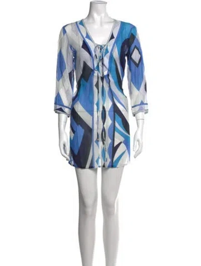 Pre-owned Pucci Printed Mini Dress In Blue