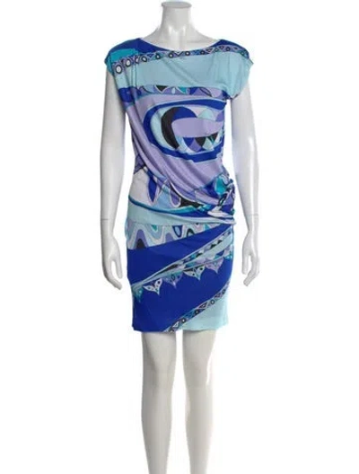 Pre-owned Pucci Printed Mini Dress In Blue
