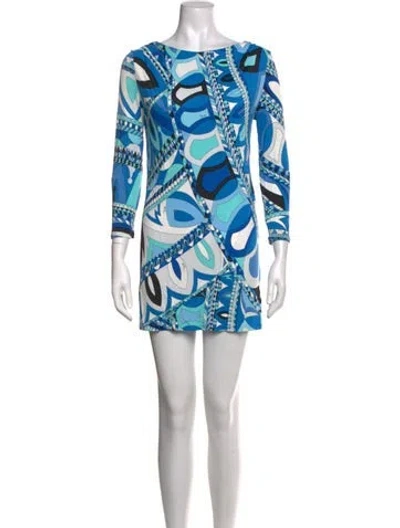 Pre-owned Pucci Printed Mini Dress In Blue