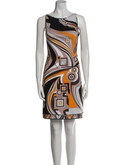 Pre-owned Pucci Printed Mini Dress In Brown