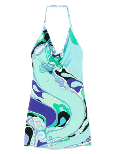 Pucci Printed Mini Dress In Green