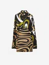 Pucci Printed Twill And Stretch Mesh Mini Dress In Green