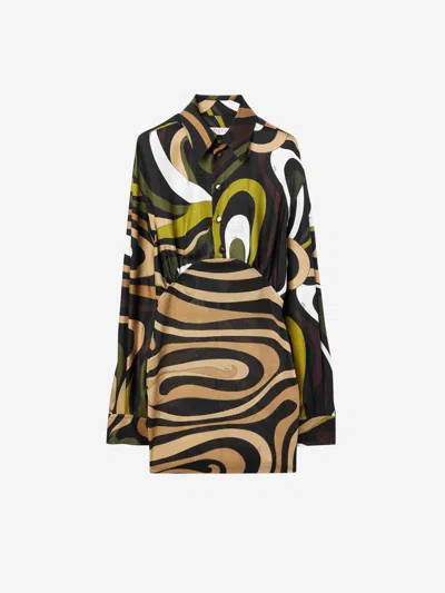 Pucci Printed Mini Dress In Green