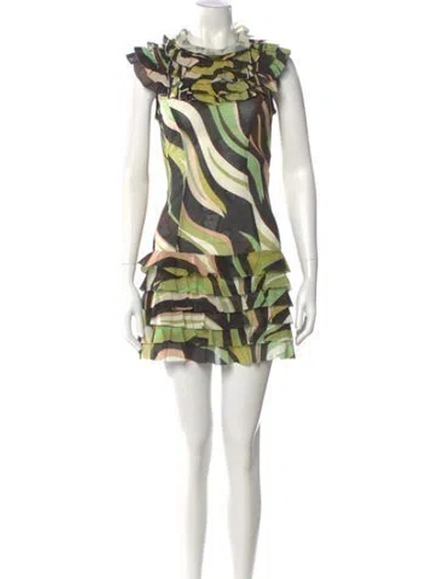 Pre-owned Pucci Printed Mini Dress In Green