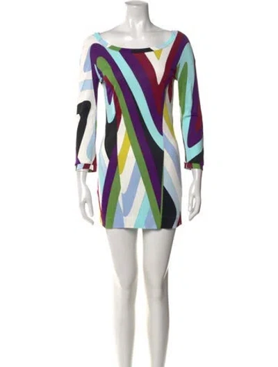 Pre-owned Pucci Printed Mini Dress In Green
