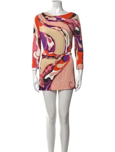 Pre-owned Pucci Printed Mini Dress In Neutrals/pink